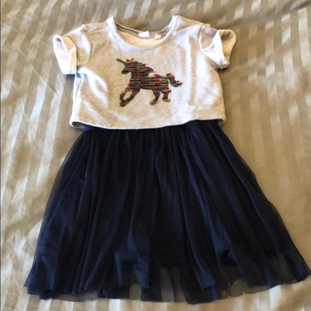 GAP kids unicorn flip sequins dress - size 8 M